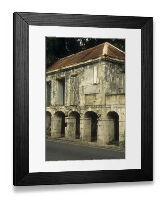 Framed Print : Caribbean: US Virgin Islands, St Croix, Frederiksted, King Street, detail of old building Framed Print : Caribbean: US Virgin Islands, St Croix, Frederiksted, King Street, detail of old building
