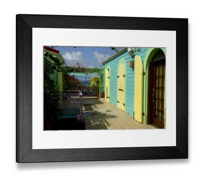 Framed Print : Caribbean, U. S. Virgin Islands, St. John, Cruz Bay. Typical waterfront buildings Framed Print : Caribbean, U. S. Virgin Islands, St. John, Cruz Bay. Typical waterfront buildings