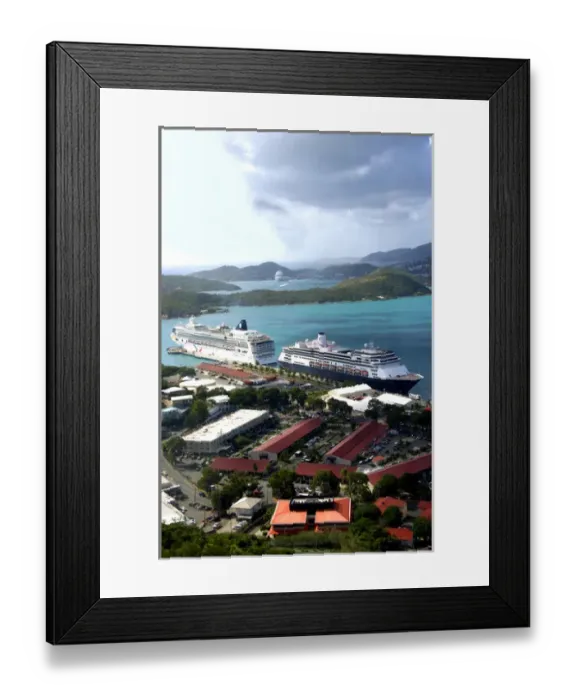 Framed Print : Caribbean, U. S. Virgin Islands, St. Thomas, Charlotte Amalie, Paradise Point. St. Thomas Skyride