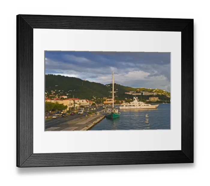 Framed Print : A view dock side of St. Thomas on a warm evening Framed Print : A view dock side of St. Thomas on a warm evening