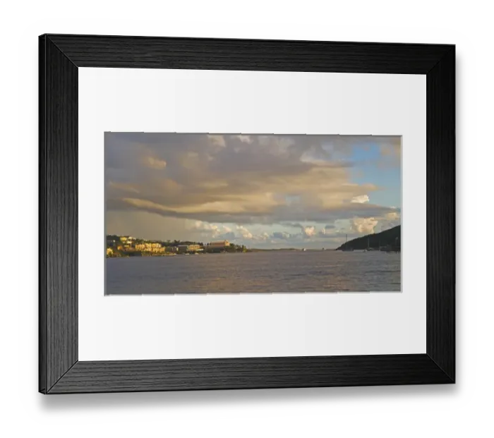 Framed Print : A view from St. Thomas out over the bay on a warm evening
