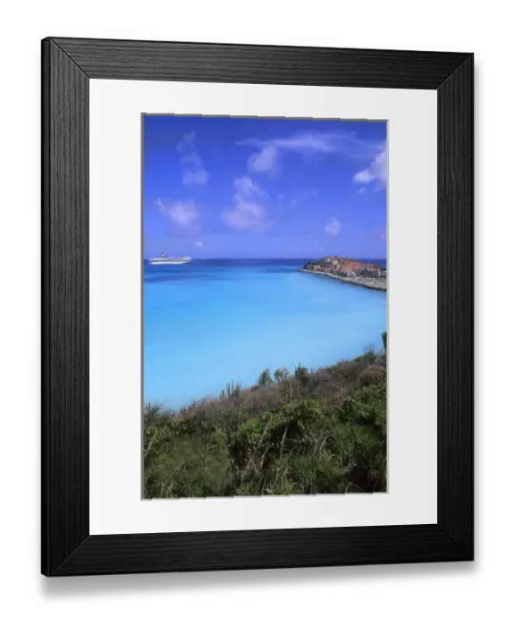 Framed Print : Great Bay Beach in Philipsburg with Cruise ship in St Maarten Caribbean Framed Print : Great Bay Beach in Philipsburg with Cruise ship in St Maarten Caribbean