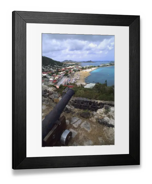 Framed Print : Marigot overlook from mountain of French Capital from Marigot in St Martin Caribbean