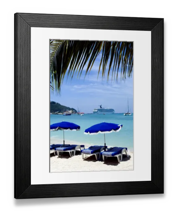 Framed Print : umbrellas on beach, St. Maarten, Caribbean Framed Print : umbrellas on beach, St. Maarten, Caribbean