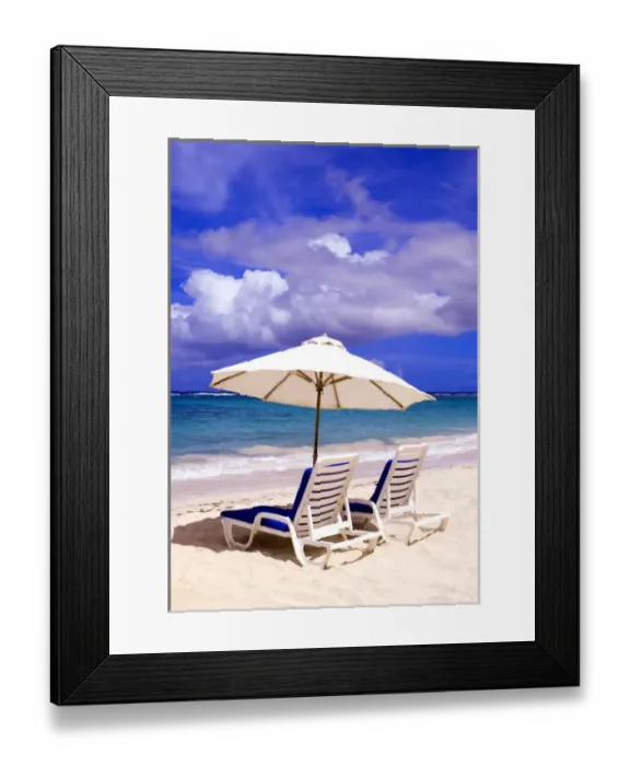 Framed Print : Umbrellas on Dawn Beach, St. Maarten, Caribbean Framed Print : Umbrellas on Dawn Beach, St. Maarten, Caribbean