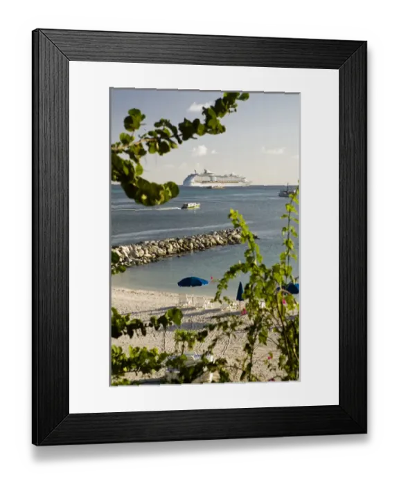 Framed Print : Royal Caribbean cruise ship leaving port-view of Great Bay, Philipsburg, St. Maarten Framed Print : Royal Caribbean cruise ship leaving port-view of Great Bay, Philipsburg, St. Maarten