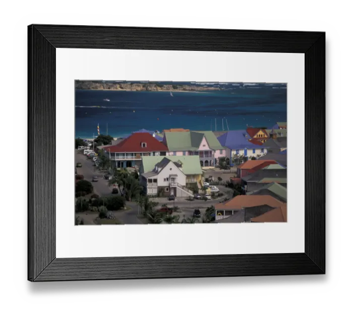Framed Print : Caribbean, French West Indies, St. Martin Orient Beach; Orient Bay Village; aerial Framed Print : Caribbean, French West Indies, St. Martin Orient Beach; Orient Bay Village; aerial