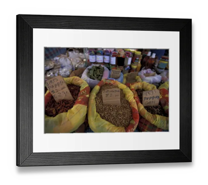 Framed Print : Caribbean, French West Indies, St. Martin Marigot; Tropical spices; Marigot Saturday
