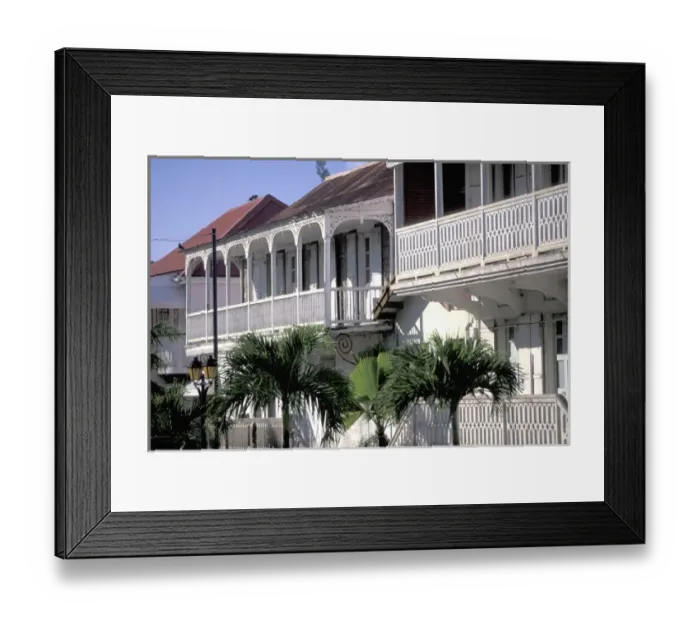 Framed Print : Caribbean, French West Indies, St. Martin Marigot; buildings on Rue de la Republique Framed Print : Caribbean, French West Indies, St. Martin Marigot; buildings on Rue de la Republique