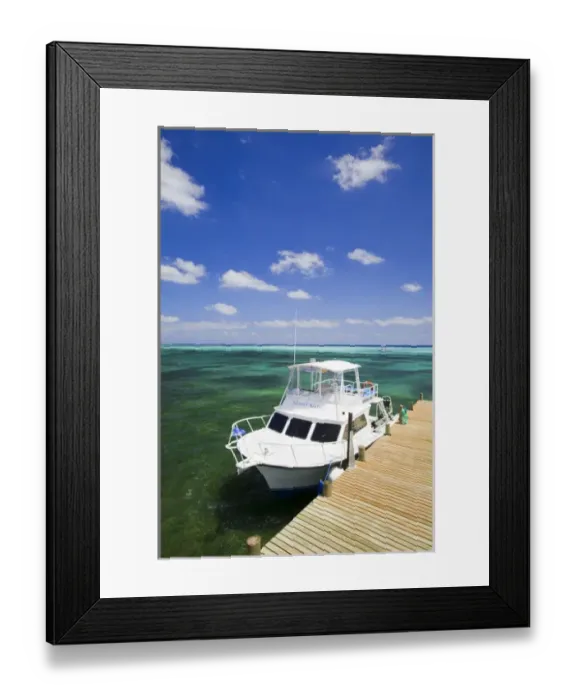 Framed Print : Dive boats, Little Cayman Beach Resort, Little Cayman, Cayman Islands, Caribbean