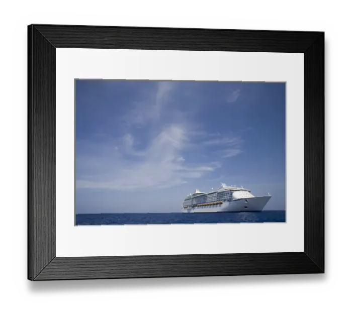 Framed Print : Cayman Islands, Grand Cayman Island, Cruise ship anchored near George Town harbor
