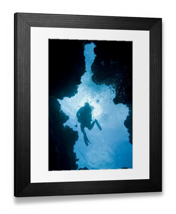 Framed Print : Cayman Islands, Grand Cayman Island, Scuba diver swimming near coral reef at Eden Framed Print : Cayman Islands, Grand Cayman Island, Scuba diver swimming near coral reef at Eden