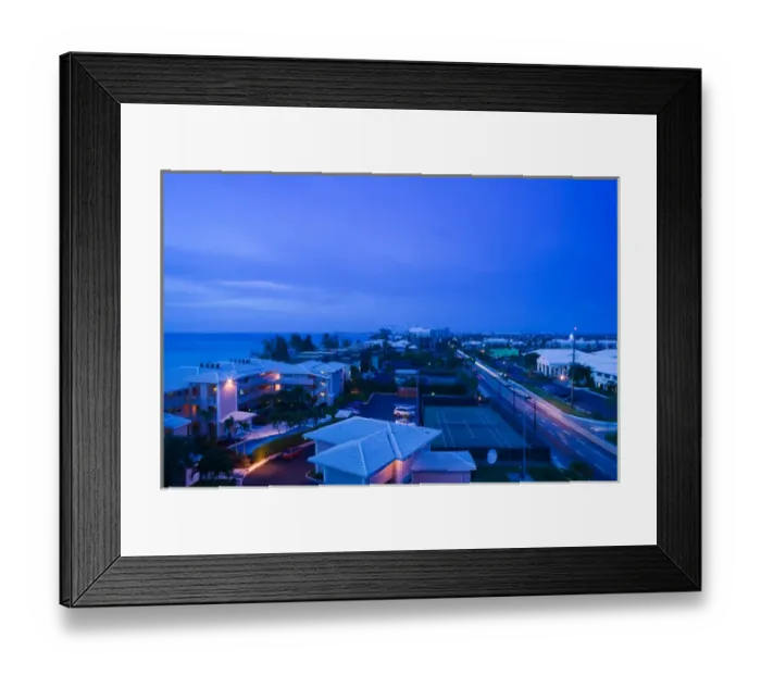 Framed Print : CAYMAN ISLANDS - GRAND CAYMAN - Seven Mile Beach: West Bay Road View / Dusk Framed Print : CAYMAN ISLANDS - GRAND CAYMAN - Seven Mile Beach: West Bay Road View / Dusk