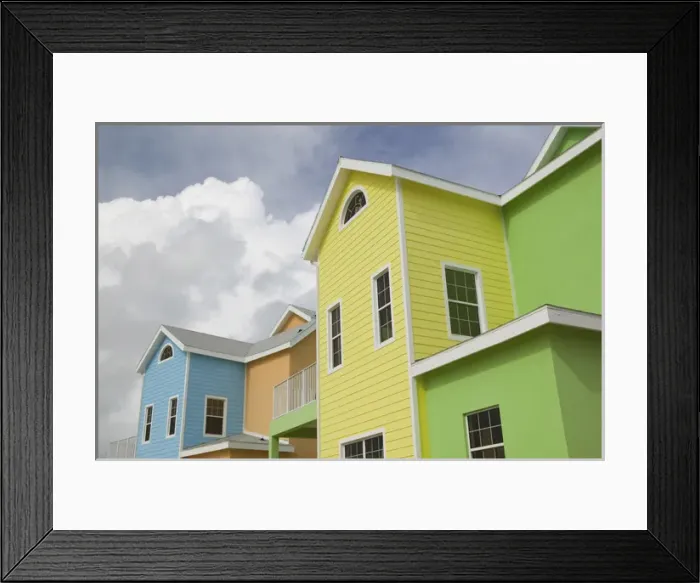 Framed Print : CAYMAN ISLANDS - GRAND CAYMAN - East Point: Paradise Villas  /  New Colorful Homes