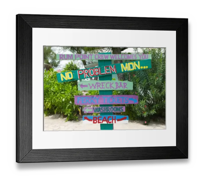 Framed Print : CAYMAN ISLANDS - GRAND CAYMAN - Rum Point: Signpost Framed Print : CAYMAN ISLANDS - GRAND CAYMAN - Rum Point: Signpost