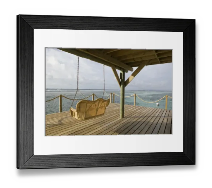 Framed Print : CAYMAN ISLANDS - CAYMAN BRAC - West End: Brac Reef Beach Resort  /  Beach Pier Swing
