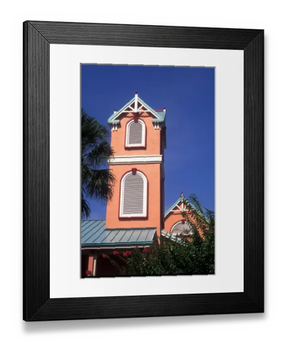 Framed Print : Colorful Graphic Caribbean Architecture