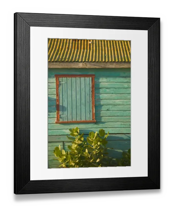 Framed Print : TURKS & CAICOS, South Caicos Island, Cockburn Harbour Colorful house detail