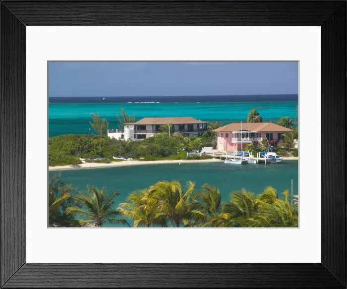 Framed Print : Caribbean, TURKS & CAICOS-Providenciales island-Turtle Cove: High angle View of Framed Print : Caribbean, TURKS & CAICOS-Providenciales island-Turtle Cove: High angle View of