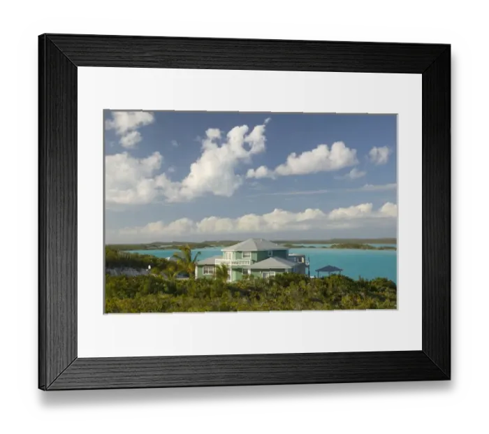 Framed Print : Caribbean, TURKS & CAICOS-Providenciales Island-Chalk Sound: Luxury House along Framed Print : Caribbean, TURKS & CAICOS-Providenciales Island-Chalk Sound: Luxury House along