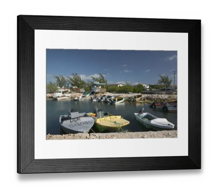 Framed Print : Caribbean, TURKS & CAICOS-South Caicos Island-Cockburn Harbour: Town Marina / Daytime Framed Print : Caribbean, TURKS & CAICOS-South Caicos Island-Cockburn Harbour: Town Marina / Daytime
