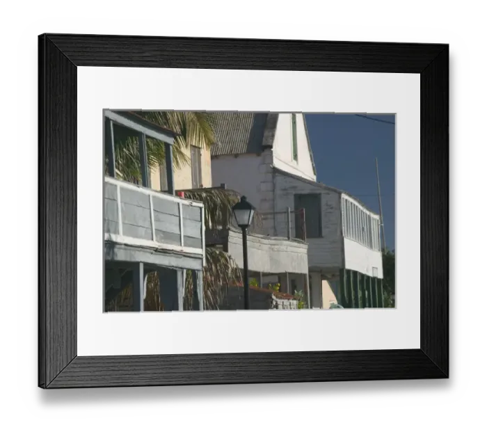 Framed Print : Caribbean, TURKS & CAICOS-Grand Turk Island-Cockburn Town: Town Buildings  /  Front