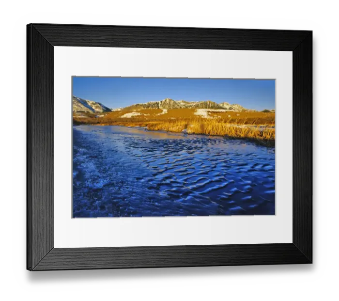 Framed Print : Ice Ripples on pond in Waterton Lakes National Park in Alberta Canada Framed Print : Ice Ripples on pond in Waterton Lakes National Park in Alberta Canada