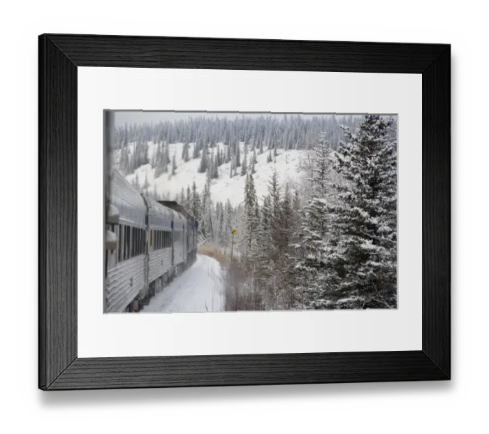 Framed Print : Canada, Alberta. VIA Rail Snow Train between Edmonton & Jasper. Property released