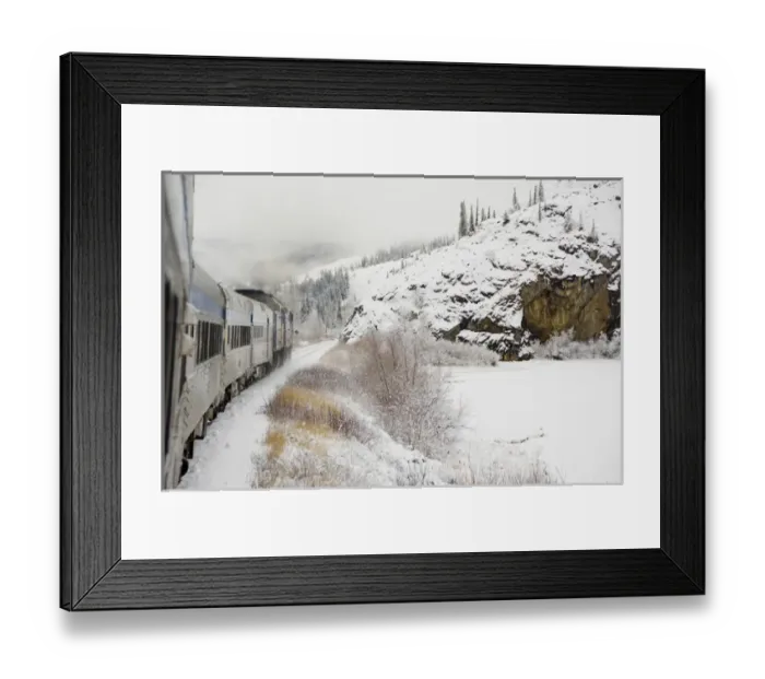 Framed Print : Canada, Alberta. VIA Rail Snow Train between Edmonton & Jasper
