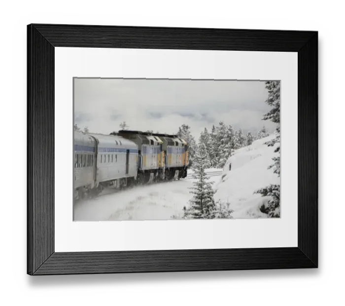 Framed Print : Canada, Alberta. VIA Rail Snow Train between Edmonton & Jasper