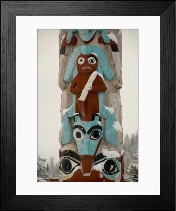 Framed Print : Canada, Alberta, Jasper. Snow covered totem pole Framed Print : Canada, Alberta, Jasper. Snow covered totem pole