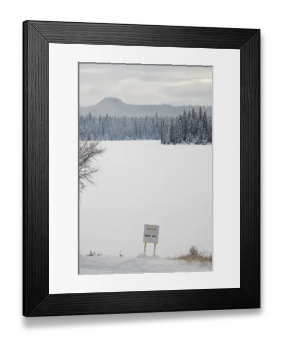 Framed Print : Canada, Alberta, Jasper, Jasper NP. Fairmont Jasper Park Lodge. Thin Ice sign Framed Print : Canada, Alberta, Jasper, Jasper NP. Fairmont Jasper Park Lodge. Thin Ice sign