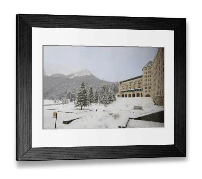 Framed Print : Canada, Alberta, Lake Louise. Farimont Chateau Lake Louise. Lodge view overlooking