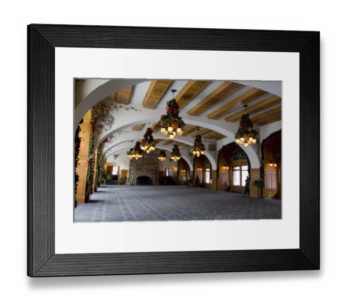 Framed Print : Canada, Alberta, Lake Louise. Farimont Chateau Lake Louise. Old dining room