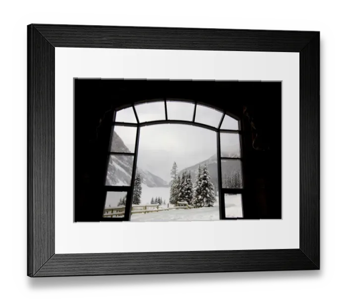 Framed Print : Canada, Alberta, Lake Louise. Farimont Chateau Lake Louise. View over the frozen