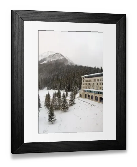 Framed Print : Canada, Alberta, Lake Louise. Farimont Chateau Lake Louise, overview of frozen Lake