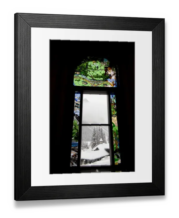 Framed Print : Canada, Alberta, Lake Louise. Farimont Chateau Lake Louise. Historic stained glass