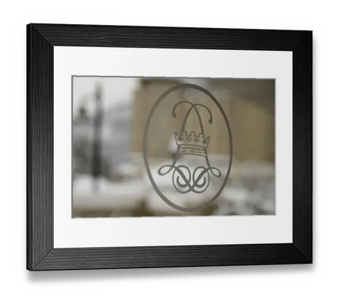 Framed Print : Canada, Alberta, Lake Louise. Farimont Chateau Lake Louise. Fairmont window logo