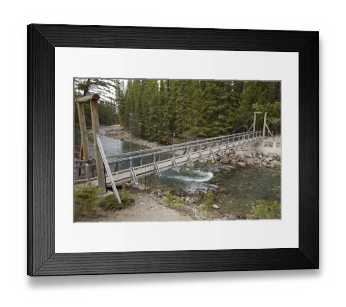 Framed Print : Footbridge across Maligne River, Jasper National Park, Alberta, Canada Framed Print : Footbridge across Maligne River, Jasper National Park, Alberta, Canada