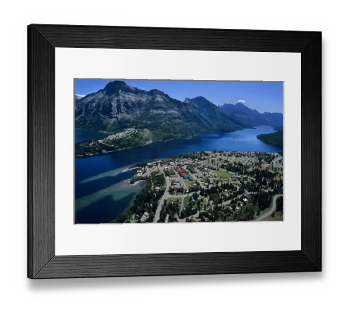 Framed Print : Waterton Townsite and Waterton Lake viewed from Bears Hump in Waterton Lakes National Park Framed Print : Waterton Townsite and Waterton Lake viewed from Bears Hump in Waterton Lakes National Park