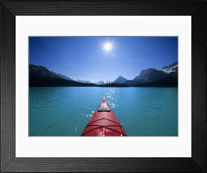 Framed Print : Kayaking on Bow Lake in the Canadian Rockies of Banff National Park, Alberta, Canada Framed Print : Kayaking on Bow Lake in the Canadian Rockies of Banff National Park, Alberta, Canada