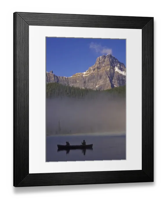 Framed Print : North America, Canada, Alberta, Baniff National Park. Silhouette of two boys in