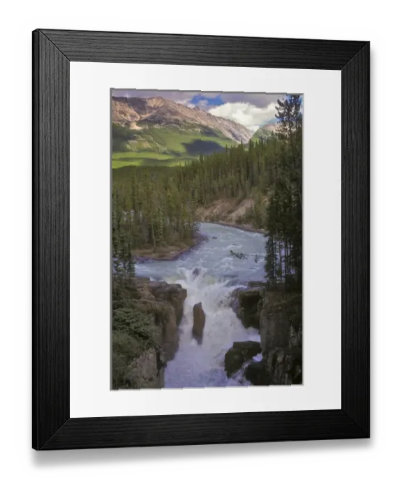 Framed Print : North America, Canada, Alberta, Jasper National Park. Upper Sunwapta Falls ( turbulent