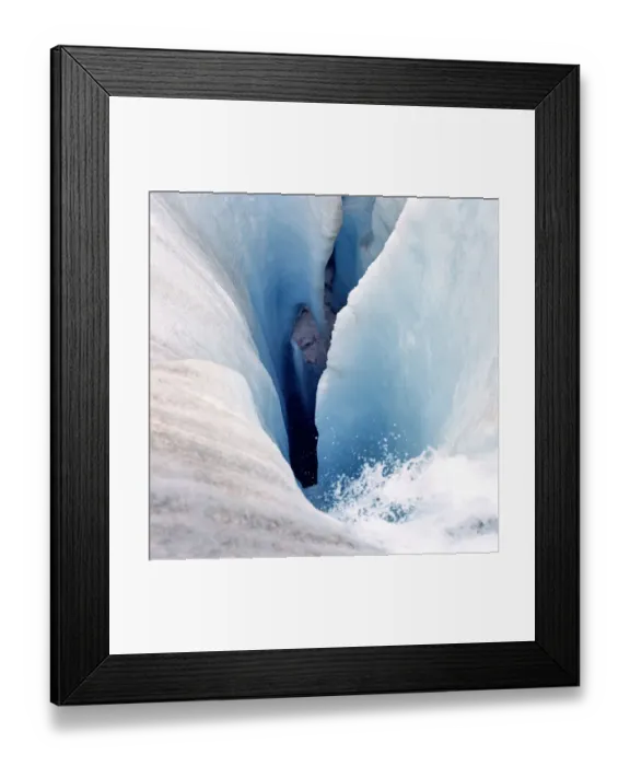Framed Print : Canada, Alberta, Columbia Icefields. Melting water flows beneath the Athabasca Glacier