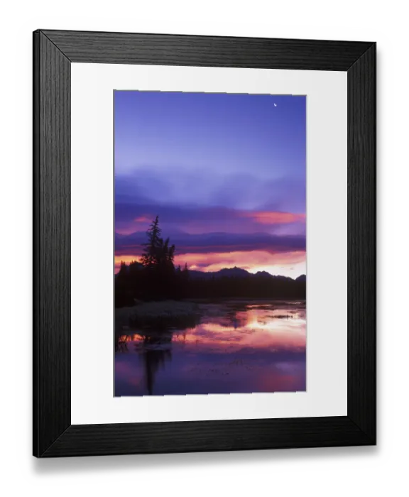 Framed Print : Cresent Moon Over Vermillion Lake, Banff NP, Alberta, Canada Framed Print : Cresent Moon Over Vermillion Lake, Banff NP, Alberta, Canada
