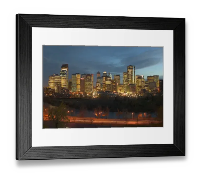 Framed Print : 02. Canada, Alberta, Calgary: Downtown Calgary, Evening City View from Crescent Road NW