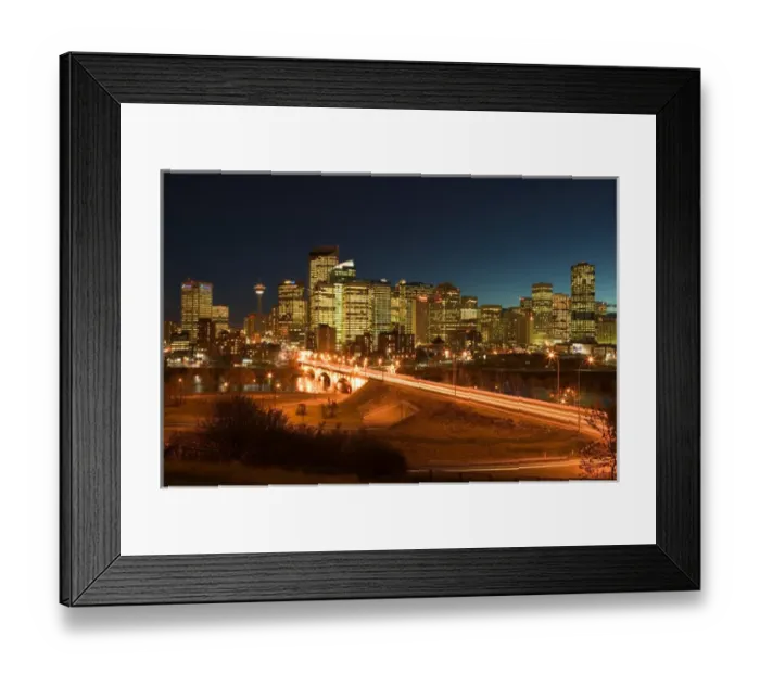 Framed Print : 02. Canada, Alberta, Calgary: Downtown Calgary, Evening City and Centre Street Bridge