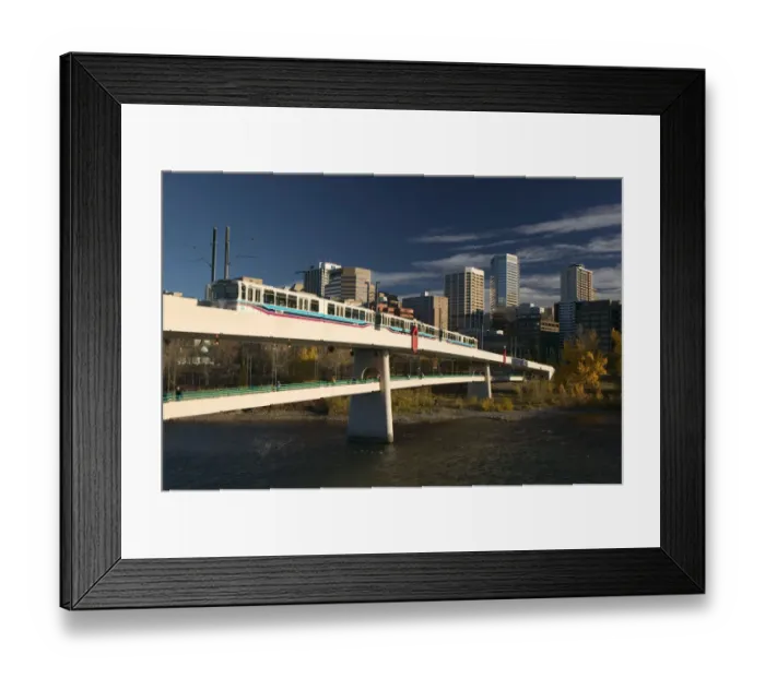 Framed Print : 02. Canada, Alberta, Calgary: Downtown Calgary, Tram Cars View