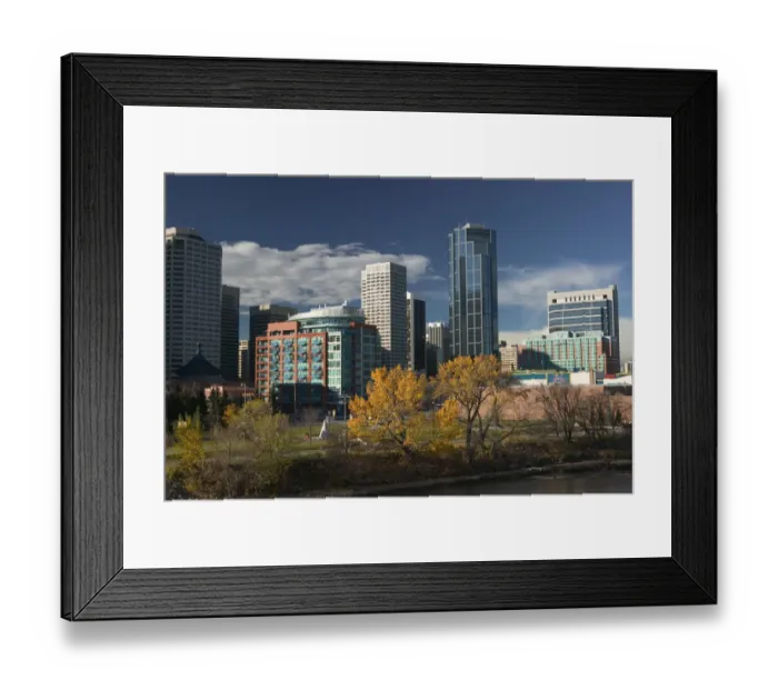 Framed Print : 02. Canada, Alberta, Calgary: Downtown Calgary, View Eau Claire Market Area by Bow River Framed Print : 02. Canada, Alberta, Calgary: Downtown Calgary, View Eau Claire Market Area by Bow River