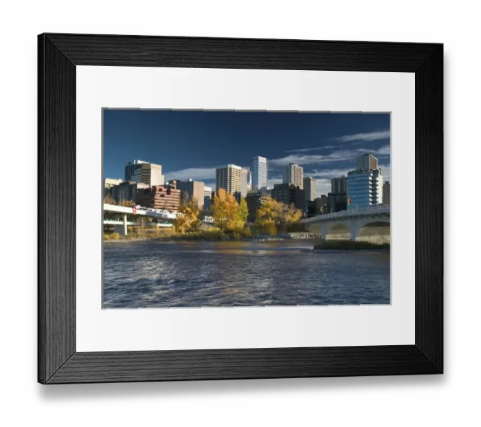 Framed Print : 02. Canada, Alberta, Calgary: Downtown Calgary, View from Kensington along Bow River Framed Print : 02. Canada, Alberta, Calgary: Downtown Calgary, View from Kensington along Bow River